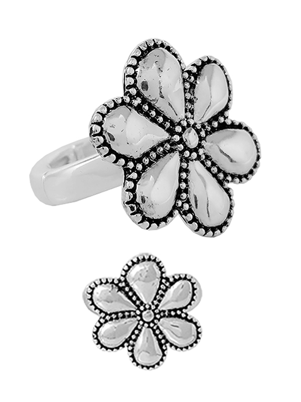 DESIGNER TEXTURED STRETCH RING - FLOWER