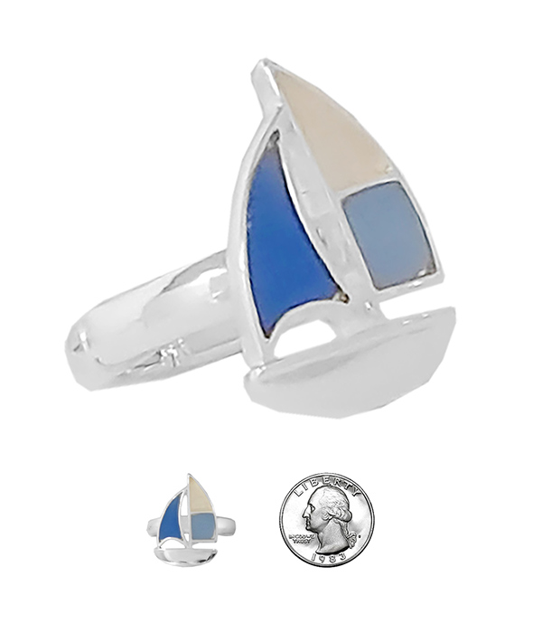 Nautical theme stretch ring - sail boat