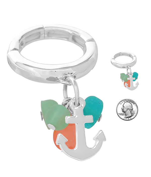 Sealife theme stretch ring - anchor