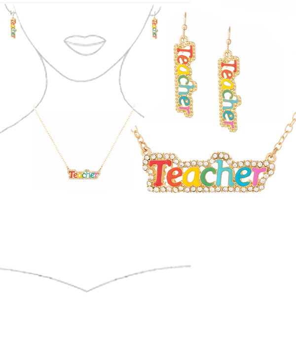 Teacher theme necklace set