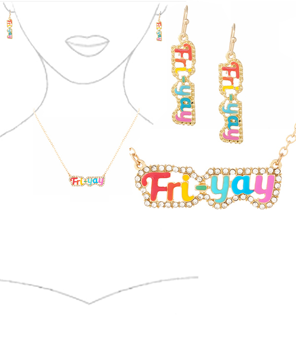 Friday theme necklace set - fri yay