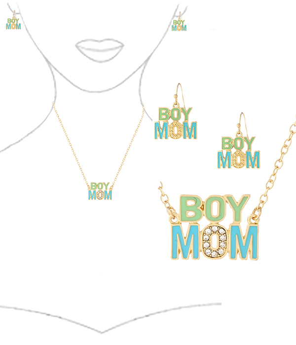 BOY MOM PENDANT NECKLACE SET