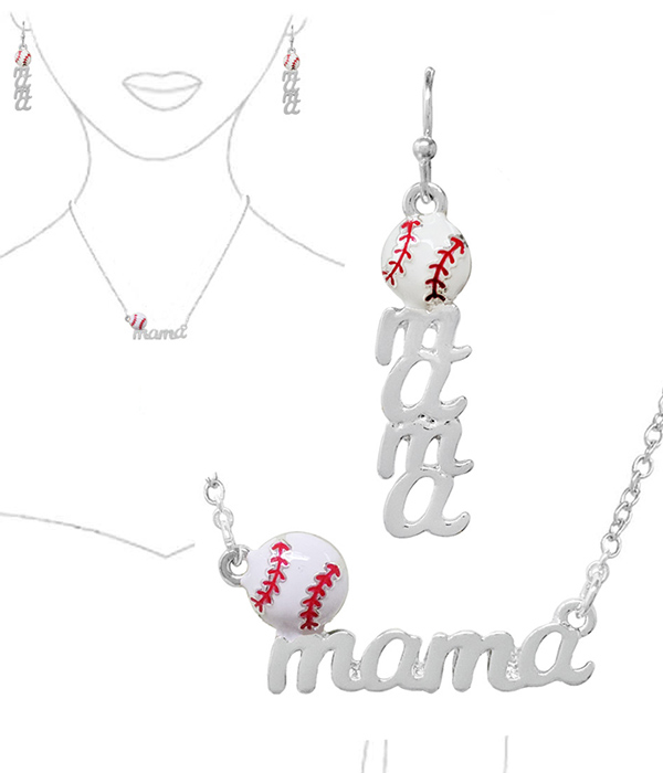 SPORT THEME NECKLACE SET - BASEBALL MAMA