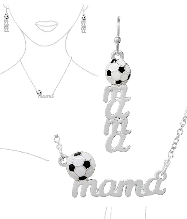 Sport theme necklace set - soccer mama