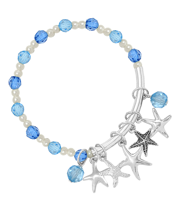 SEALIFE THEME MULTI CHARM STRETCH BRACELET - STARFISH