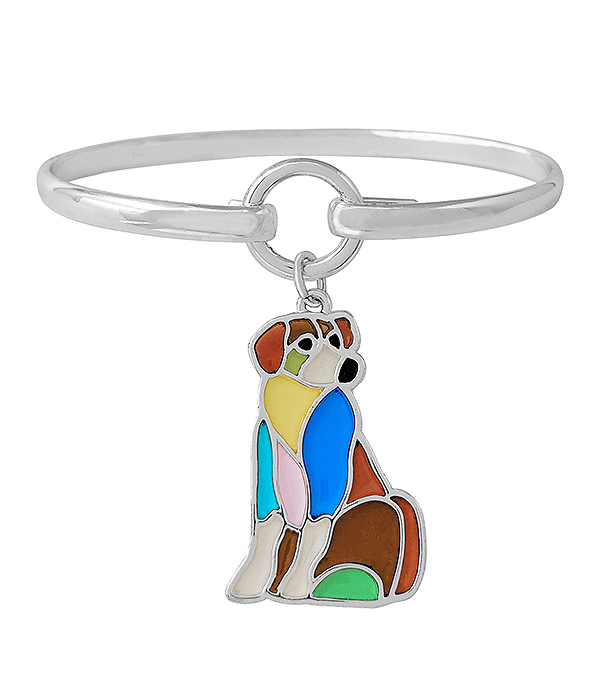 STAINED GLASS WINDOW INSPIRED MOSAIC CHARM BRACELET - DOG