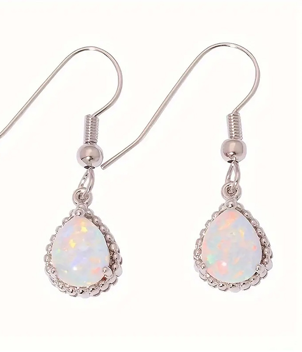 Opal teardrop earring