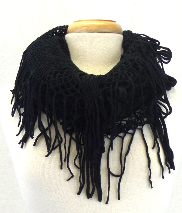 Infinity net and fringe scarf