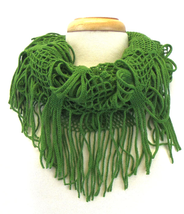 Infinity net and fringe scarf