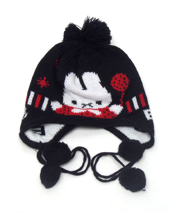 Rabbit fur ball drop beanie