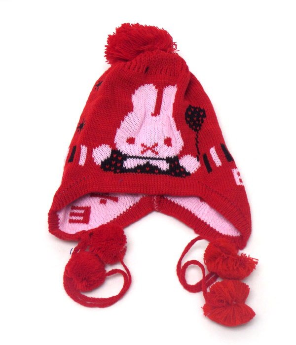 Rabbit fur ball drop beanie