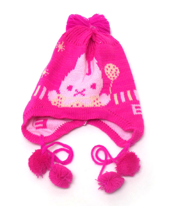 Rabbit fur ball drop beanie