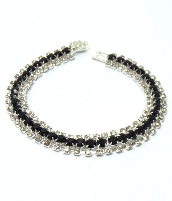 Three layer stones clip bracelet