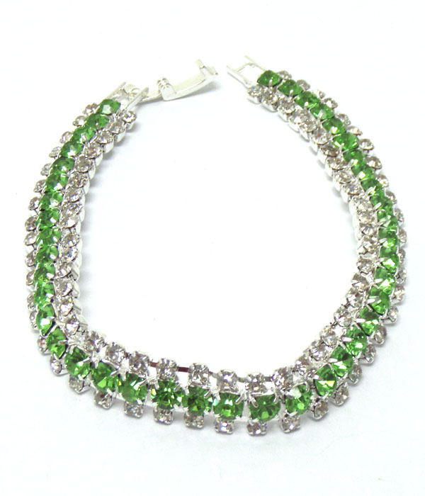 Three layer stones clip bracelet