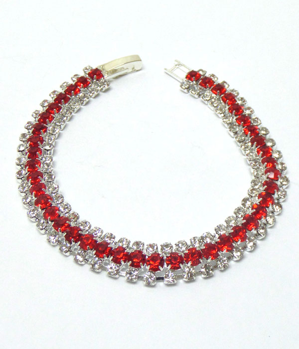 Three layer stones clip bracelet