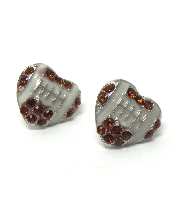Football heart shape earrings