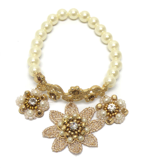 Lace flower with pearl bracelet