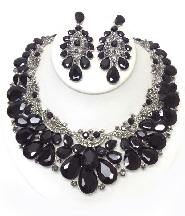 Luxury class victorian style and austrian crystal party necklace set