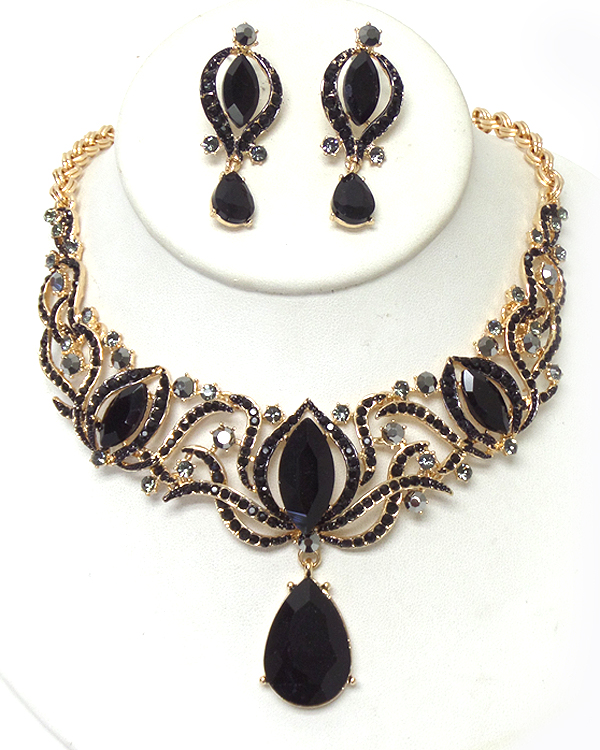 Luxury class victorian style and austrian crystal party necklace earring set