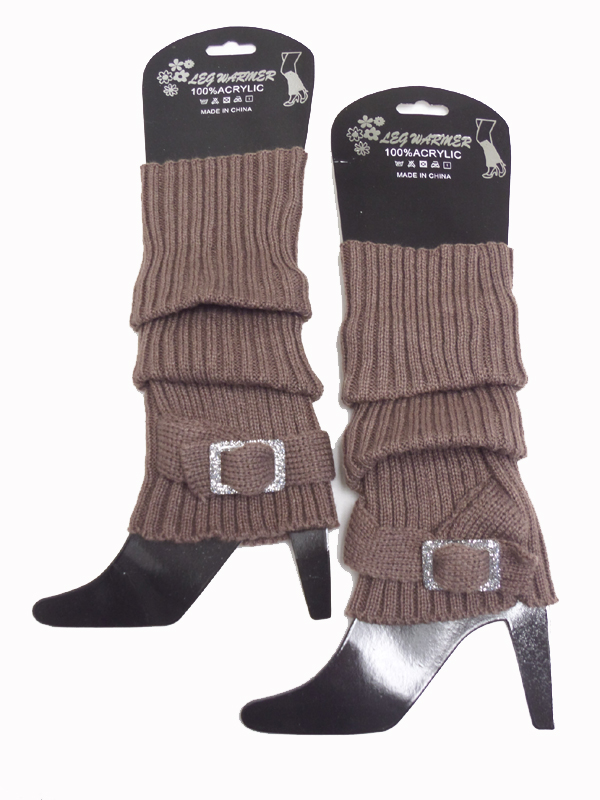 Glittering buckle crochet leg warmer boot cuffs