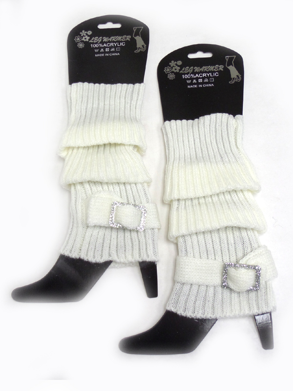 Glittering buckle crochet leg warmer boot cuffs