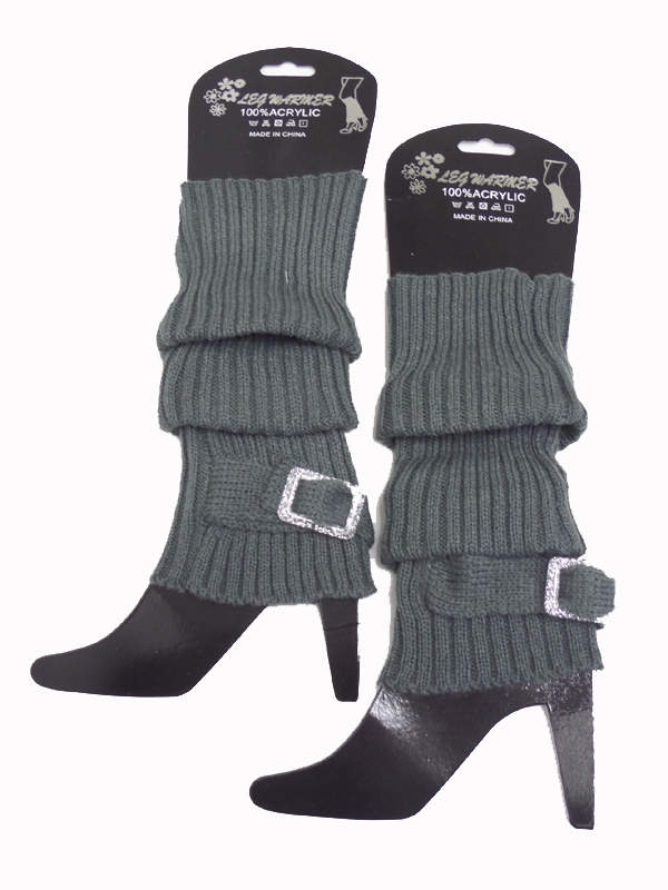 Glittering buckle crochet leg warmer boot cuffs