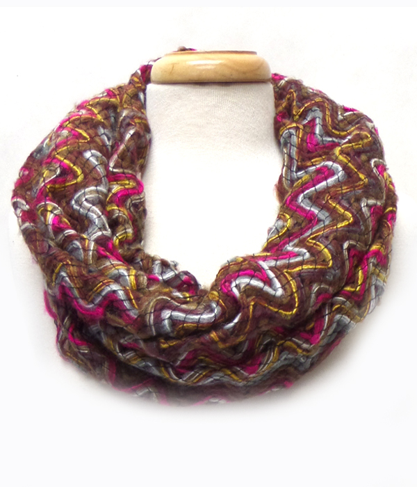 100% acryl chevron pattern knit infinity scarf