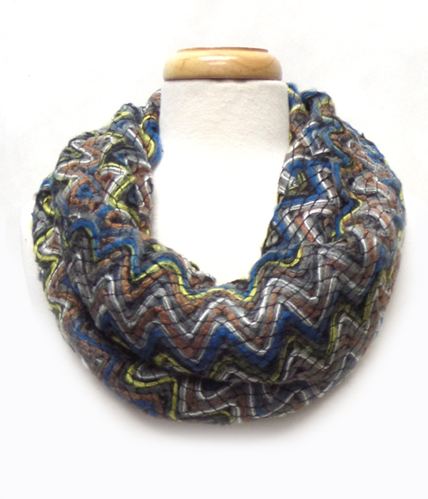 100% acryl chevron pattern knit infinity scarf