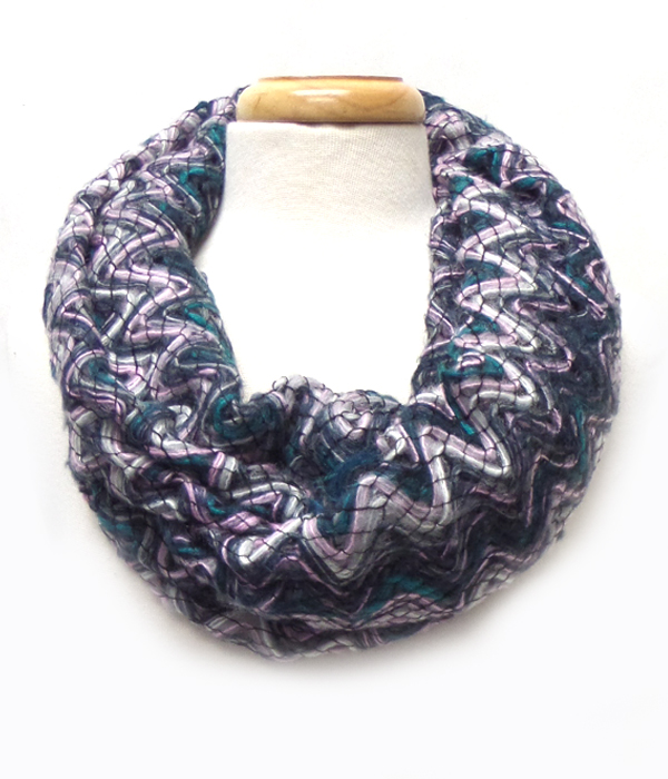 100% acryl chevron pattern knit infinity scarf