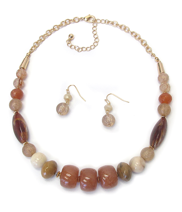 MULTI ACRYLIC BALL BEAD NECKLACE SET