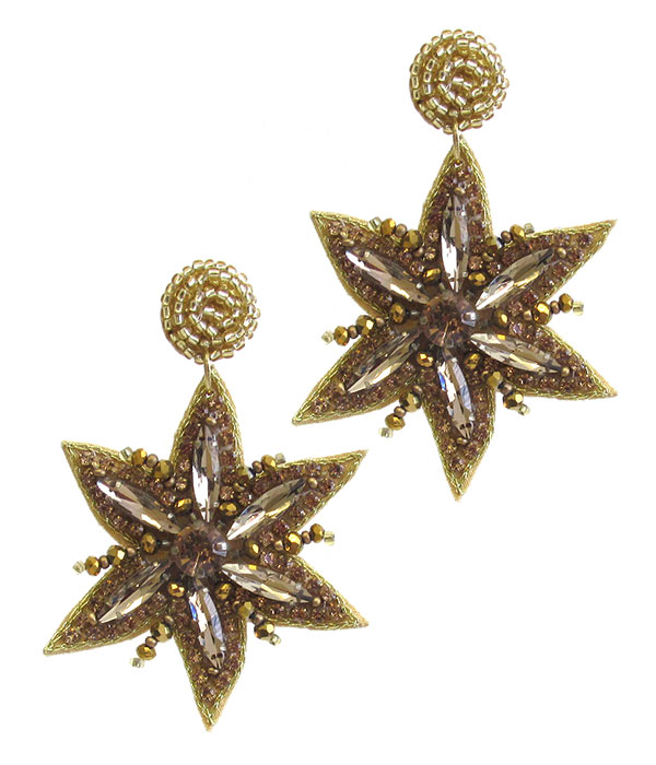 HANDMADE MULTI SEEDBEAD STAR EARRING