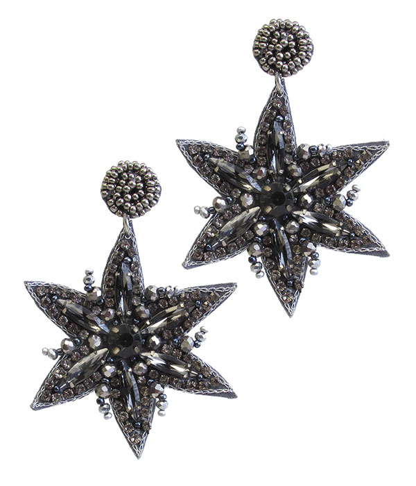Handmade multi seedbead star earring