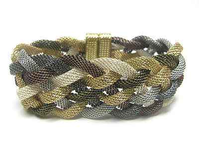 Wooven mesh metal magnetic clasp bracelet