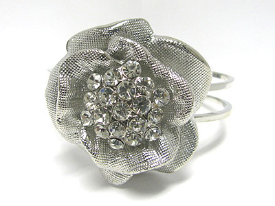 CRYSTAL STUD METAL FLOWER HINGE BANGLE