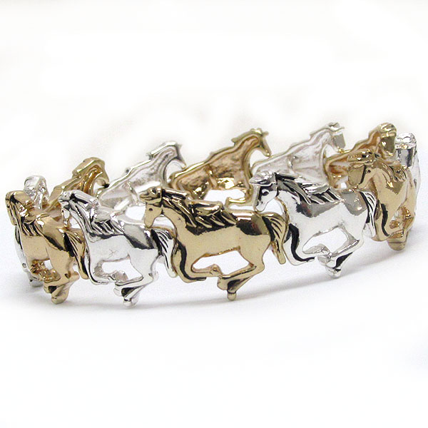 Multi horse link stretch bracelet