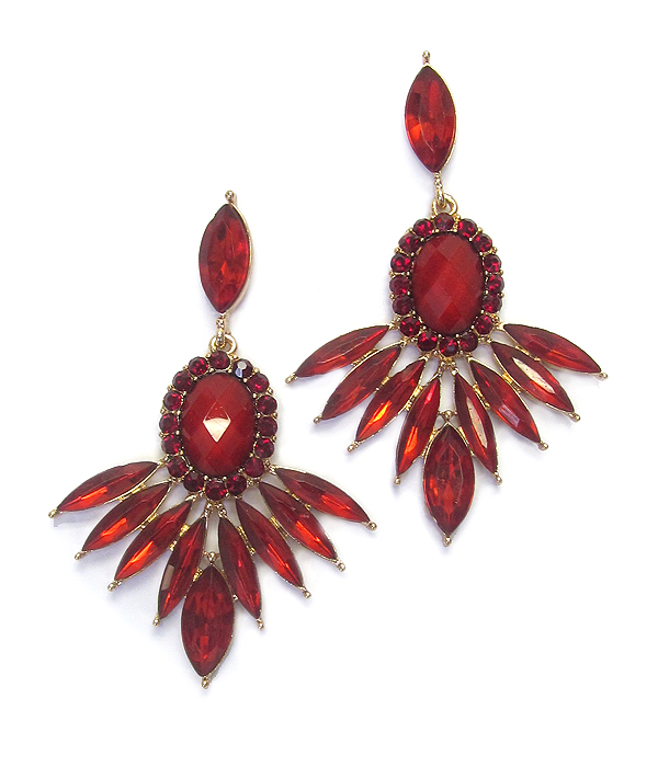 Crystal and arrowhead stone mix drop earring