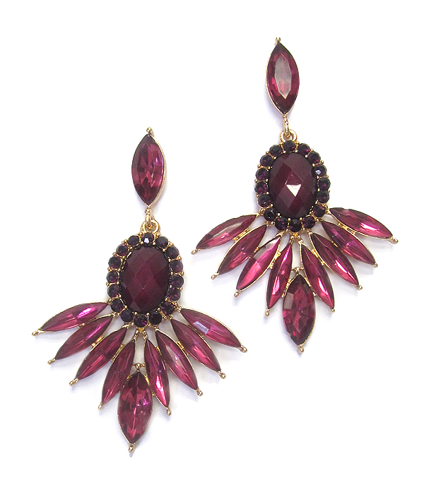 Crystal and arrowhead stone mix drop earring