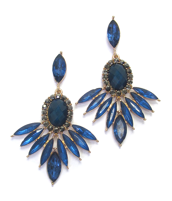 Crystal and arrowhead stone mix drop earring