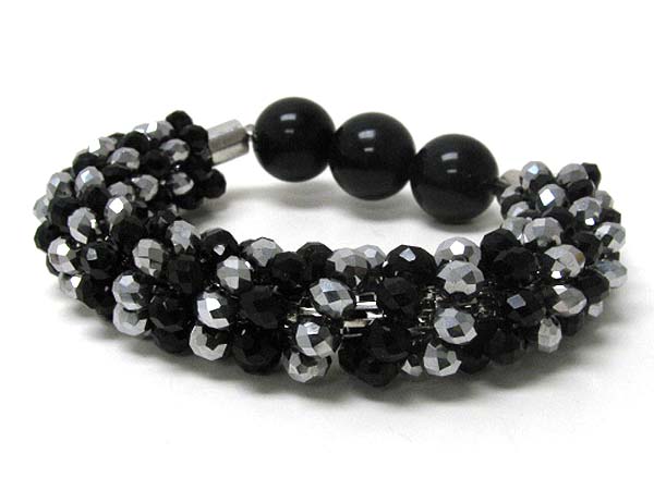 Multi facet glass bead wrap stretch bracelet