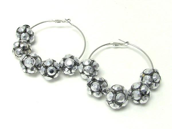3 inch hoop crystal fireball basketball wives inspired earring - hoops