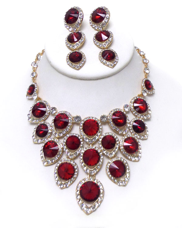 Luxury class victorian style and austrian crystal glass deco drop  party necklace set