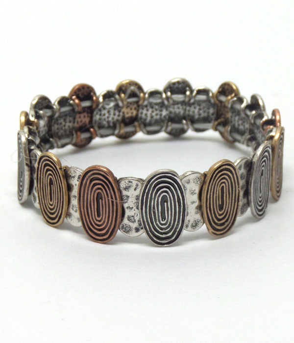 Textured metal linked disks bracelet