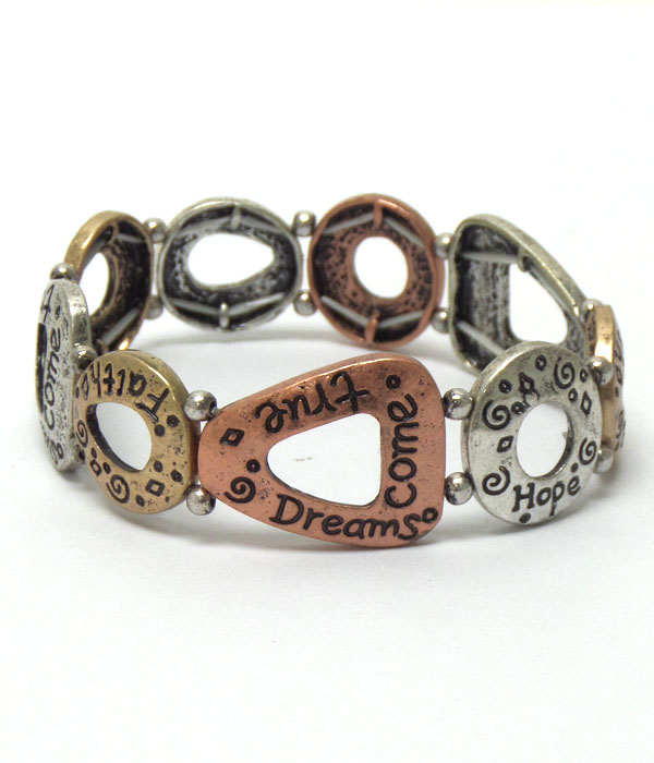 Metal multi shapes love theme bracelet