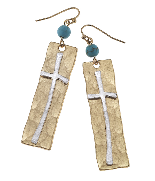 Handmade cross earring