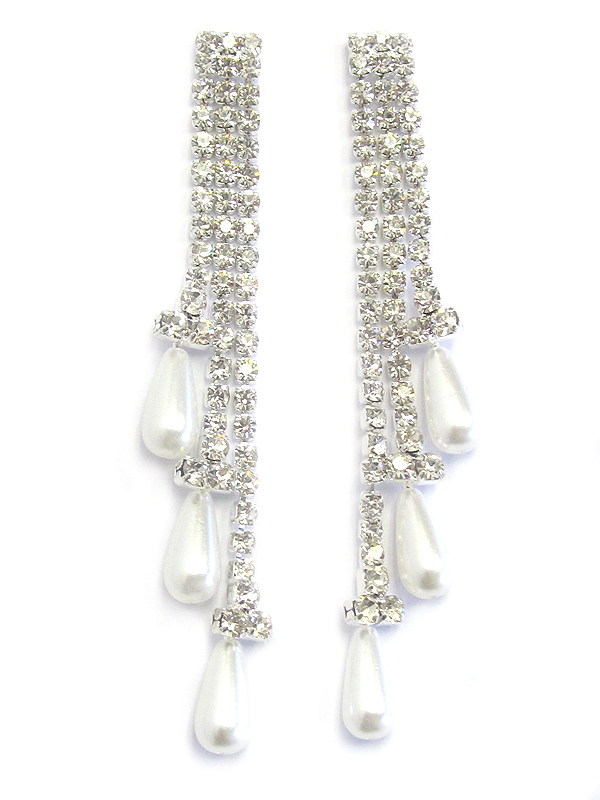 Pearl and rhinestone 3 layer drop earring