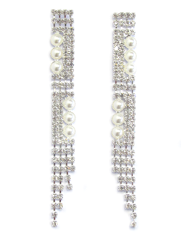 Pearl and rhinestone 4 layer drop earring