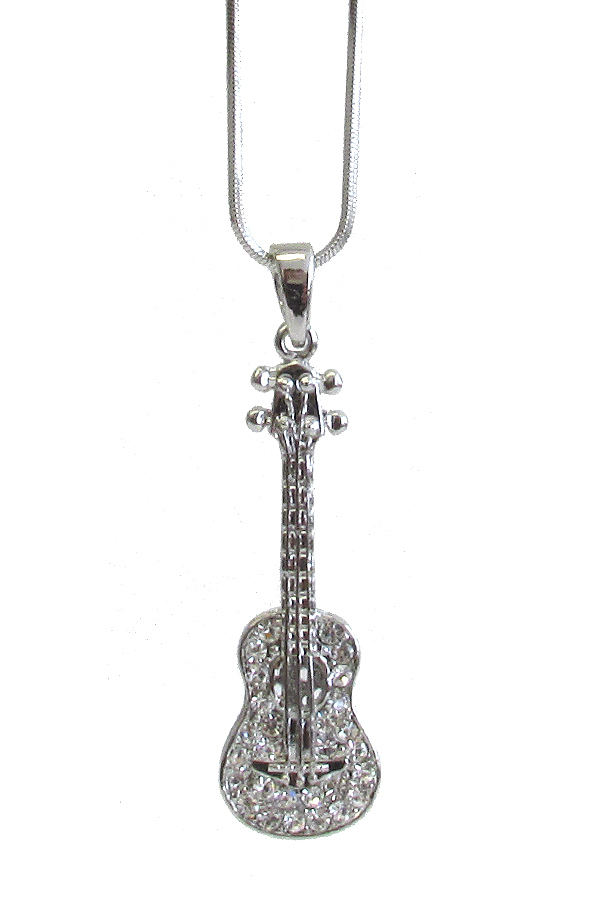 WHITEGOLD PLATING GUITAR PENDANT NECKLACE