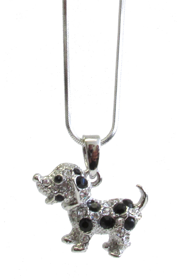 MADE IN KOREA WHITEGOLD PLATING DOG PENDANT NECKLACE