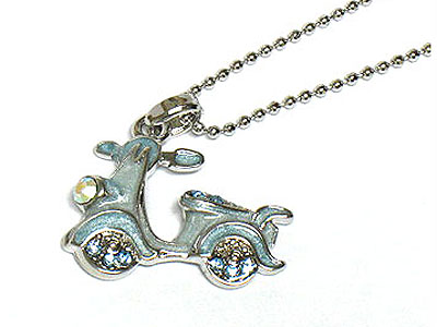 Epoxy and crystal bike necklace