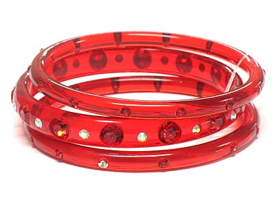 Crystal deco three piece bangles